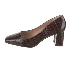 Elegant Brown Croc-Embossed Heels